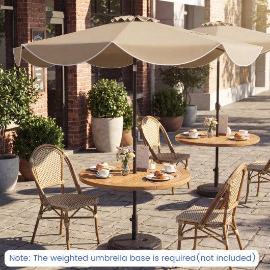 10 FT Scalloped Solar Patio Umbrella with 24 LED Lights and Tilt Adjustment-Tan