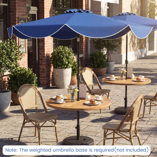 10 FT Scalloped Solar Patio Umbrella with 24 LED Lights and Tilt Adjustment-Navy