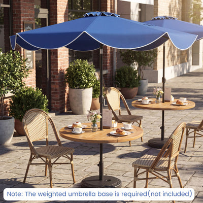 10 FT Scalloped Solar Patio Umbrella with 24 LED Lights and Tilt Adjustment-Navy