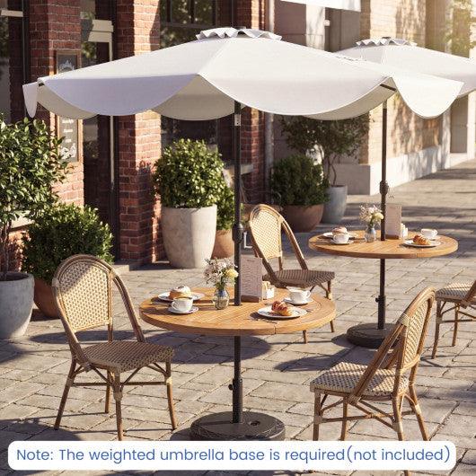 10 FT Scalloped Solar Patio Umbrella with 24 LED Lights and Tilt Adjustment-Beige