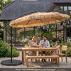 10 FT Solar Thatched Cantilever Umbrella with 12 Modes and Crank Lift-Brown
