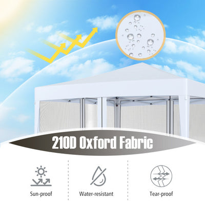 10 FT x 10 FT Pop-Up Canopy Tent Easy Setup Instant Folding Shelter with Mesh Netting-White