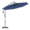 10 Feet Offset Hanging Umbrella with Base and Infinite Tilt-Navy - Navy