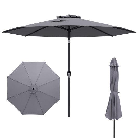 10 Feet Outdoor Patio Umbrella with Tilt Adjustment and Crank-Gray