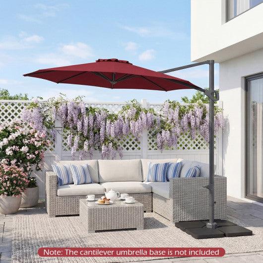 10 Feet Patio Cantilever Umbrella with Easy Tilt Adjustment-Wine