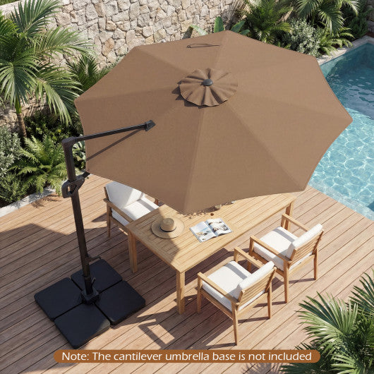 10 Feet Patio Cantilever Umbrella with Easy Tilt Adjustment-Brown