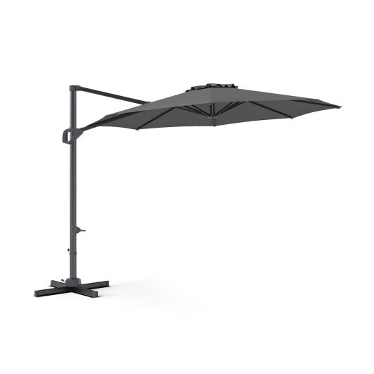 10 Feet Patio Cantilever Umbrella with Easy Tilt Adjustment-Gray