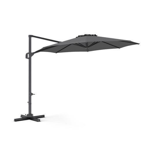 10 Feet Patio Cantilever Umbrella with Easy Tilt Adjustment-Gray