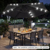 10 Feet Patio Cantilever Umbrella with Solar LED Lights-Gray