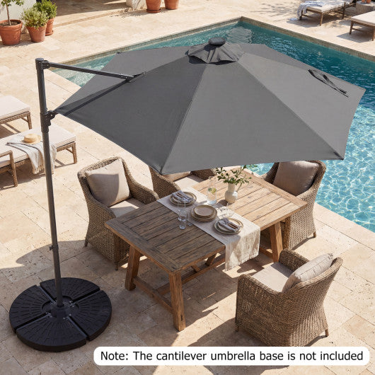 10 Feet Patio Cantilever Umbrella with Solar LED Lights-Gray