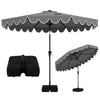 10 Feet Patio Umbrella with Weighted Base and Sandbags-Gray