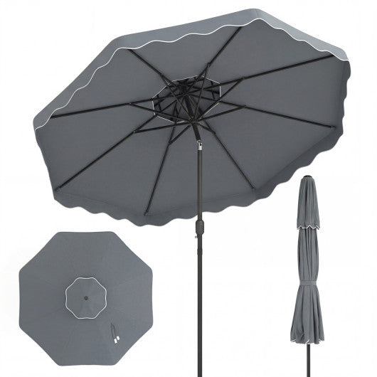10 Feet Patio Umbrella with Push Button Tilt and Crank-Gray