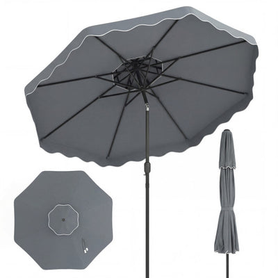 10 Feet Patio Umbrella with Push Button Tilt and Crank-Gray