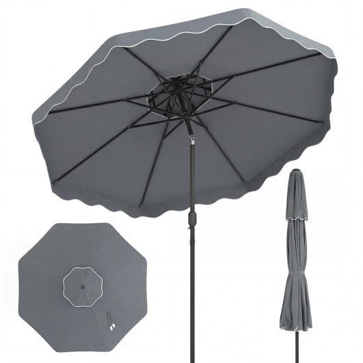 10 Feet Patio Umbrella with Push Button Tilt and Crank-Gray