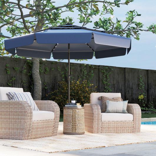 10 Feet Solar Patio Umbrella with 3-Tier Vented Top-Navy