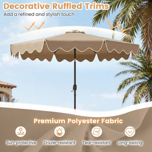 10 Feet Solar Patio Umbrella with Color-Changing LED Lights-Brown