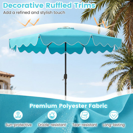 10 Feet Solar Patio Umbrella with Color-Changing LED Lights-Turquoise