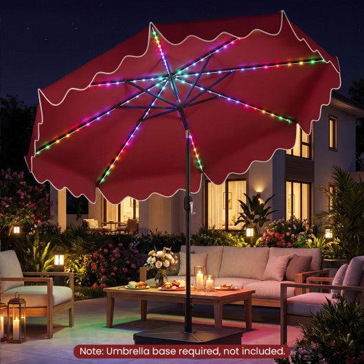 10 Feet Solar Patio Umbrella with Color-Changing LED Lights-Wine