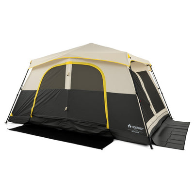 10 Person Instant Cabin Camping Tent with Rainfly 13 ft x 9 ft Portable Large Family Tent-Beige