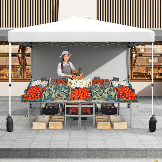 10 X 10 FT Pop up Canopy Tent with 1 Sidewall and Wheeled Bag-White