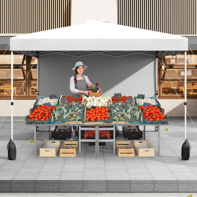 10 X 10 FT Pop up Canopy Tent with 1 Sidewall and Wheeled Bag-White