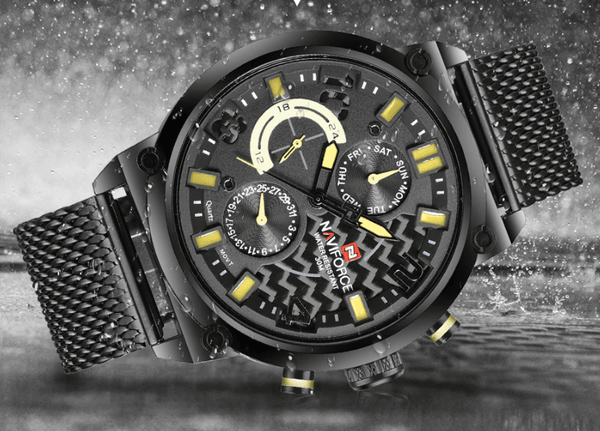 Men's Multifunction Analog Quartz Watches Waterproof Wrist Watch With Stainless Steel Mesh Band Excellent Design Perfect Gift