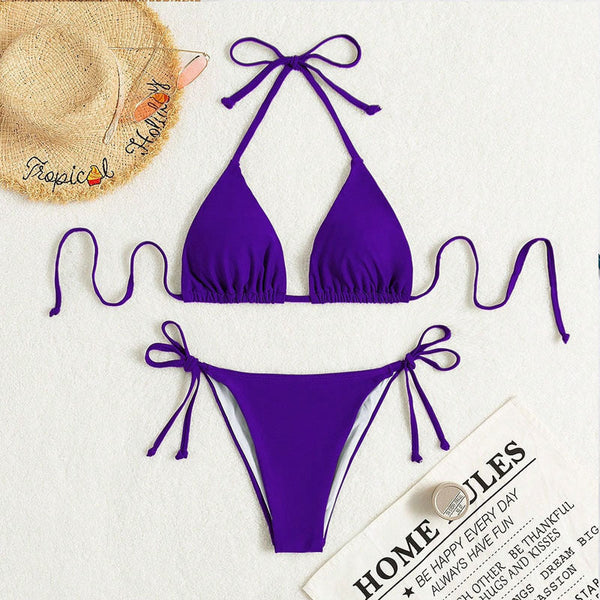 Swimwear Women Bandage Women Triangle Bathing Suits 2 Pieces Bikini Bowknot Swimsuit Bikini Set Swimwear Bikini Sets Bikinis Bathing Suit Push Up Swimsuit Summer Beachwear