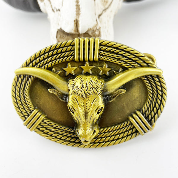 TOPACC Western Cute Longhorn Belt Buckle Copper/Bronze