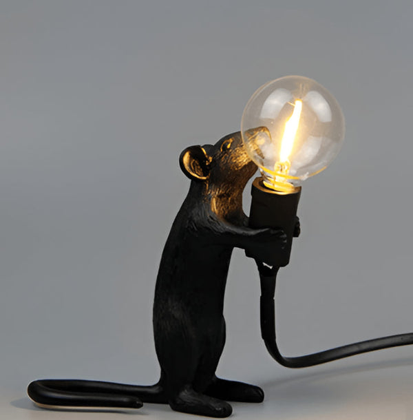 Postmodern Resin Animal Rat Mouse Table Lamp Small Mini Mouse Cute LED Night Lights Home Décor Desk Lights Bedside Lamp Decorative Table Lamp Cute Study Lamps for Bedroom Décor (