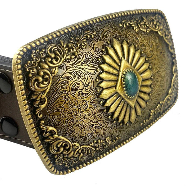 TOPACC Western Square Turquoise Cowboy Cowgirl Belt Buckle Copper/Bronze - Gifts for You 'n Me