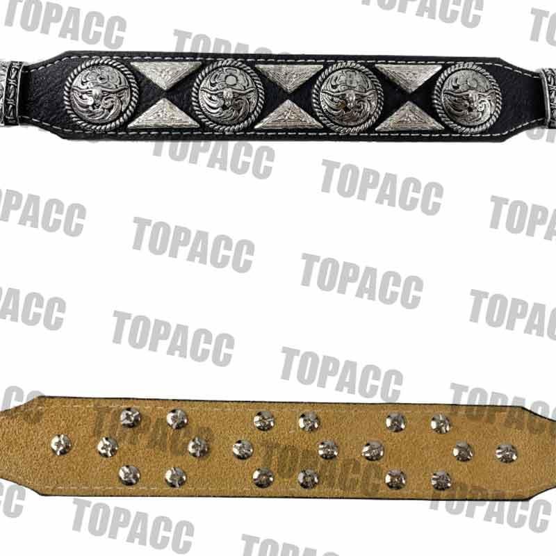 TOPACC Western Super Concho Longhorn Cow Bull Black Country Belts Genuine Leather - Gifts for You 'n Me