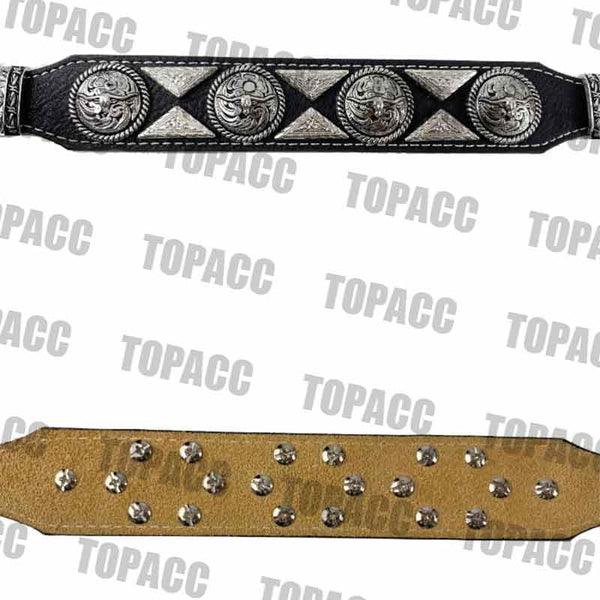 TOPACC Western Super Concho Longhorn Cow Bull Black Country Belts Genuine Leather - Gifts for You 'n Me