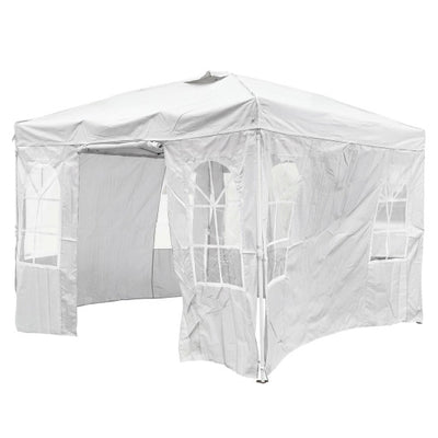 10 x 10 FT Pop Up Canopy Tent with 4 Sidewalls and Adjustable Height Waterproof-White