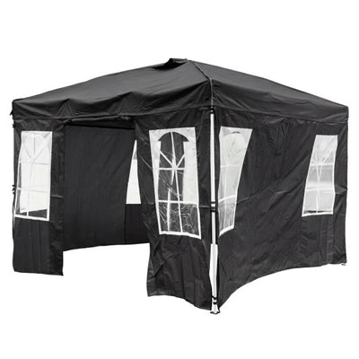 10 x 10 FT Pop Up Canopy Tent with 4 Sidewalls and Adjustable Height Waterproof-Black