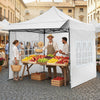10 x 10 FT Pop up Canopy Tent with Sidewalls and Awning for Party Picnic Event-White