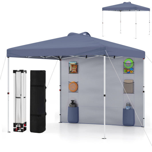 10 x 10 FT Pop up Canopy Tent with Sidewall 6 Pockets Instant Setup Commercial Gazebo-Gray