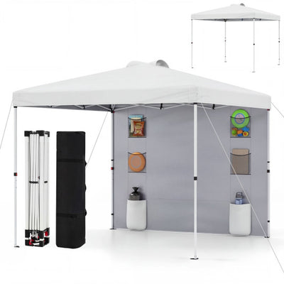 10 x 10 FT Pop up Canopy Tent with Sidewall 6 Pockets Instant Setup Commercial Gazebo-White