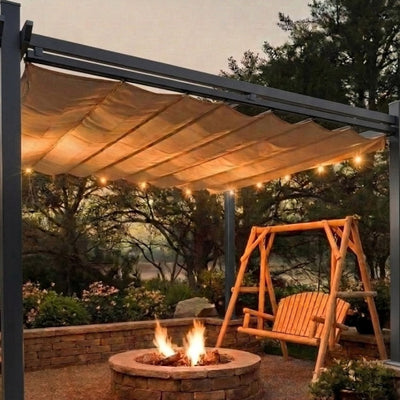 10 x 13 Feet Outdoor Aluminum Retractable Pergola Canopy Shelter-Beige