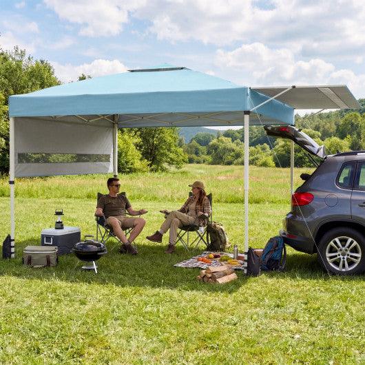 10 x 17 Feet Pop Up Canopy Tent with Dual Adjustable Awnings-Blue