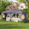 10 x 20 FT Pop Up Canopy Tent with 6 Sidewalls and Adjustable Height-Gray