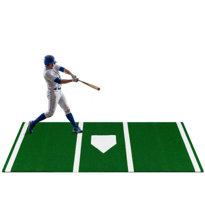 10 x 3.8 ft Baseball and Softball Hitting Mat with Home Plate-Green