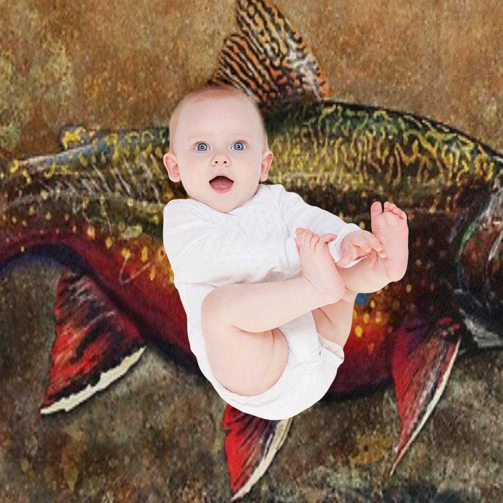 Spawning Male Brook Trout Illustration Throw Blanket