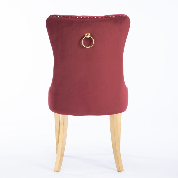 Nikki Collection Modern Tufted Solid Wood Velvet Upholstered Dining Chair with Gold Legs