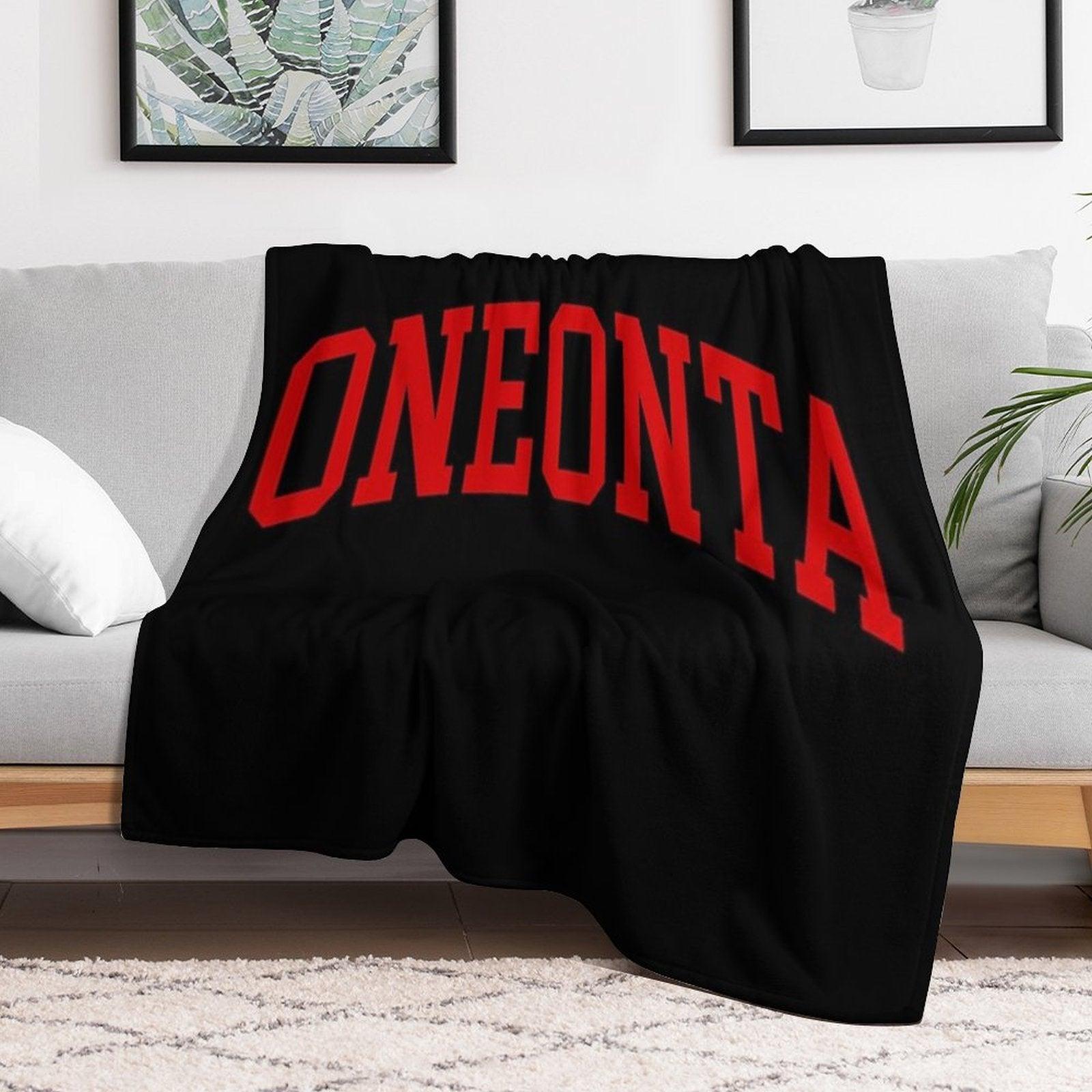 Oneonta - College Font Curved Throw Blanket