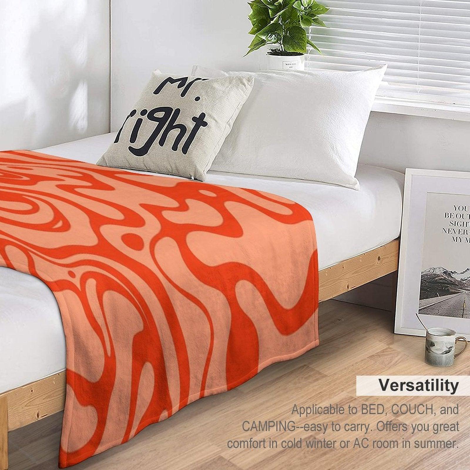 Marbled Pattern of Red Fluid Shapes Throw Blanket