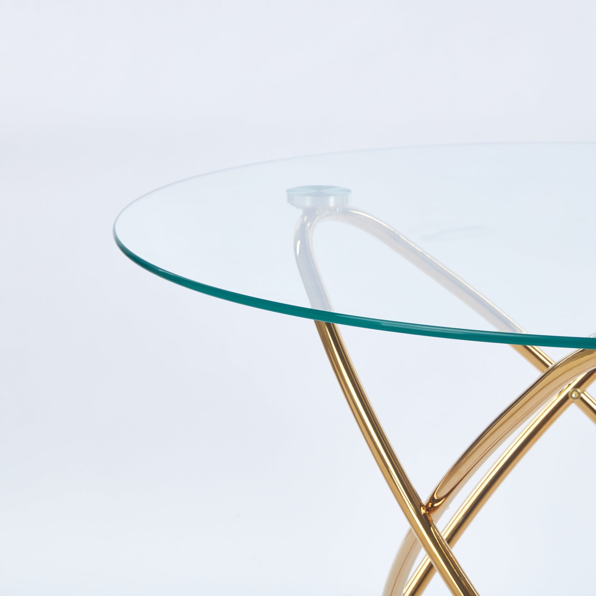 Modern Metal-Leg Dining Table with Tempered Glass Top, Space-Saving Kitchen Table