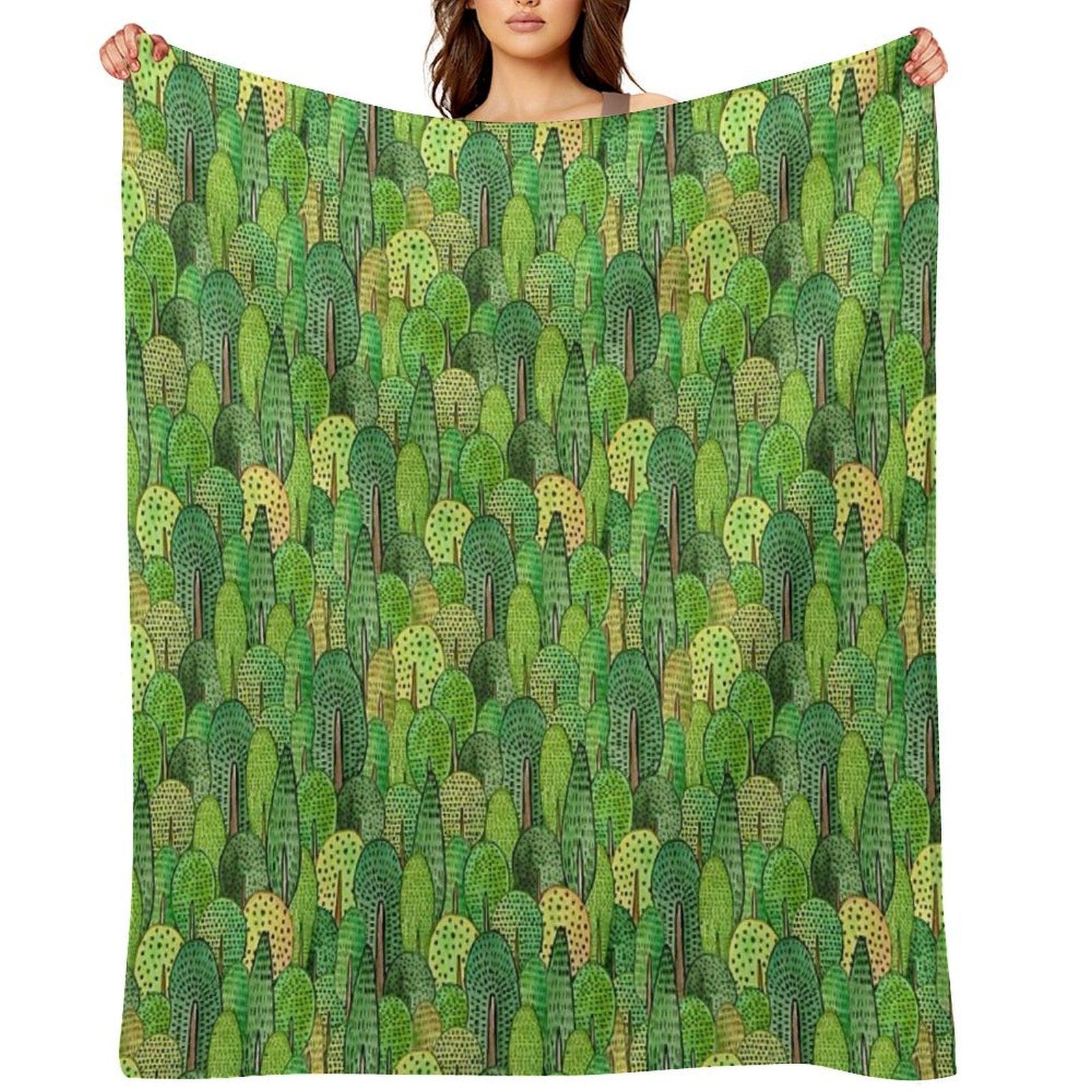Watercolor Forest Throw Blanket