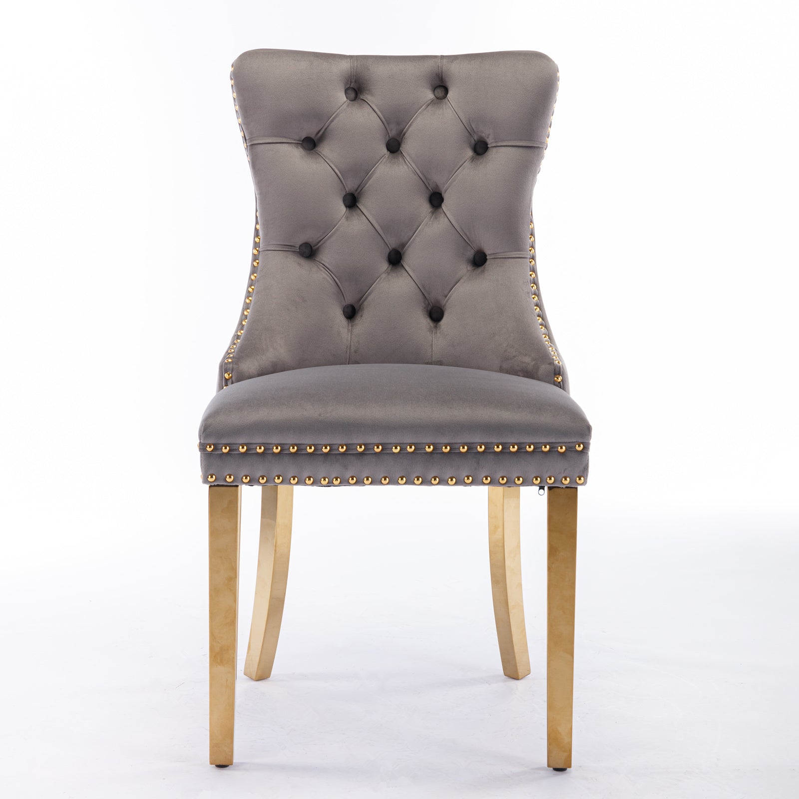 Nikki Collection Modern Tufted Solid Wood Velvet Upholstered Dining Chair with Gold Legs