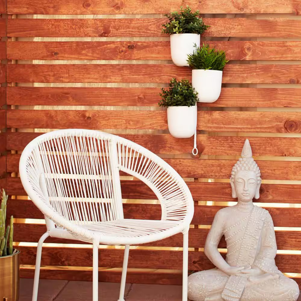 12 In. X 25 In. Contemporary Indoor/Outdoor White Metal Hanging Wall Planter Rack