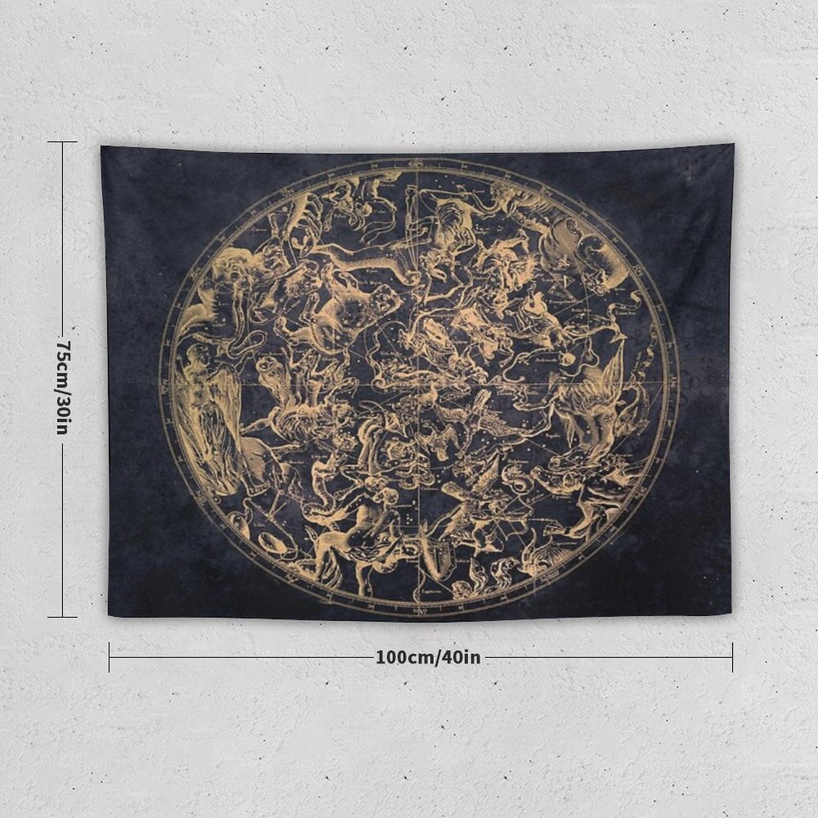 Vintage Constellations And Astrological Signs  Yellowed Ink And Cosmic Colour Tapestry